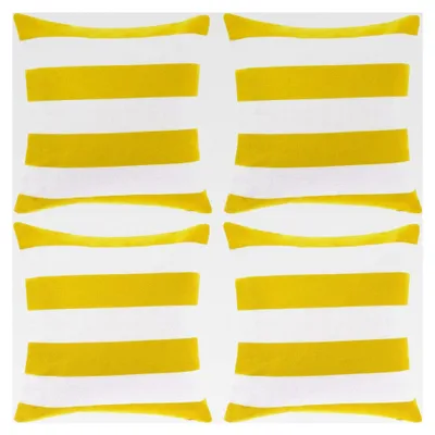 Produktbild von Wasserdichte Kissenbezüge für den Außenbereich, dekorative Gartenkissenbezüge für Zuhause, Garten, Terrasse, Couch, Balkon, gestreift, 45,7 x 45,7 cm, Gelb und Weiß, 4 Stück