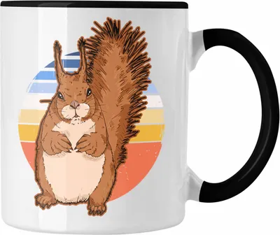 Produktbild von Trendation - Eichhörnchen Tasse Geschenk Grafik Vintage für Eichhörnchen Liebhaber Geschenkidee Lustige Tasse (Schwarz)