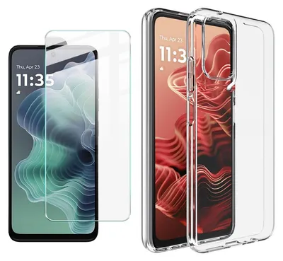 Produktbild von Für Motorola Moto G35 5G Silikon TPU Schutz Hülle Cover Transparent + H9 Hart Glas Folie