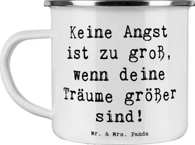 Produktbild von Mr. & Mrs. Panda Pott Spruch Angst überwinden - Weiß - Geschenk, Vertrauem, Teetasse, Fantasie, Inspiration, Outdoor Becher, Trost, Zuversicht, Mut, Haferl, positiver