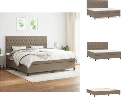 Imagen del producto de vidaXL Base de cama con somier y colchón, color taupe, 200x200 cm, tapizado en tela - Camas y estructuras de cama