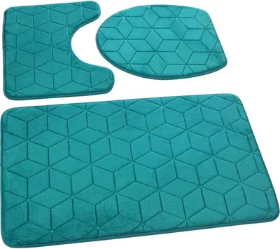 Zdjęcie produktu dla Dywaniki łazienkowe Sumba Emerald Green 31 - 3 sztuki 3 sztuki: dywanik 45x75+ podkład 45x35+ nakładka 44x38