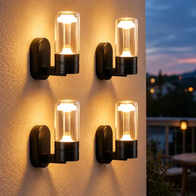 Produktbild von ZMH LED Aussen Wandleuchte 4er Innen 10W 3000K Wandlampe IP65 Außenlampe Schwarz Aussenlampe Außenbeleuchtung Hauswand Terrasse Haus