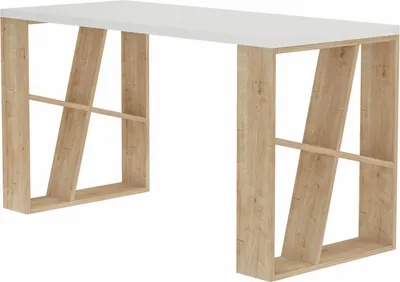 Image de Bureau en bois "Honey" - 140 x 60 x 75 cm - Chêne blanc