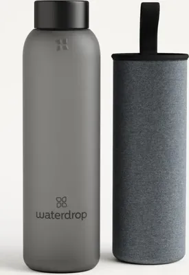 Obrázok produktu pre Sklenená fľaša na vodu Waterdrop, čierna, 600 ml