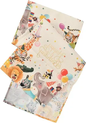 Produktbild von Kinderfesttischdecken Set, 2 farbige Tischüberwürfe für Geburtstagsfeiern, 183 x 33 cm, Festliche Tischdecken für besondere Anlässe