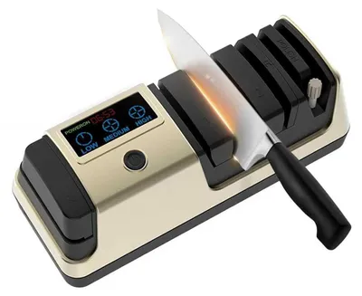 Produktbild von 5-in-1 Diamant-Messerschärfer elektrisch – 3 einstellbare Geschwindigkeiten, LCD-Display, für gerade Messer
