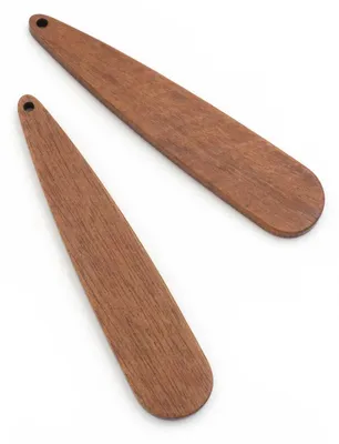 Produktbild von Vintageparts Anhänger Walnussholz tränenförmig braun 52 x 11 mm, 2 Stück