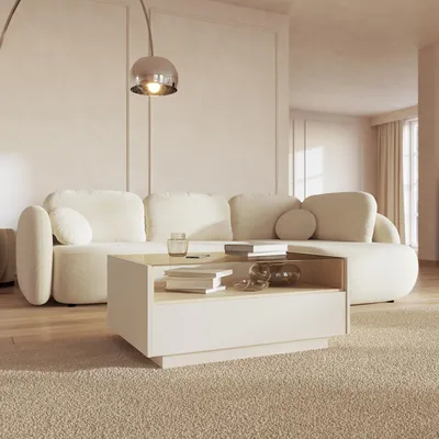 Immagine prodotto di Karisasa - Tavolino da Salotto, 96x40x43h cm Beige, un Cassetto