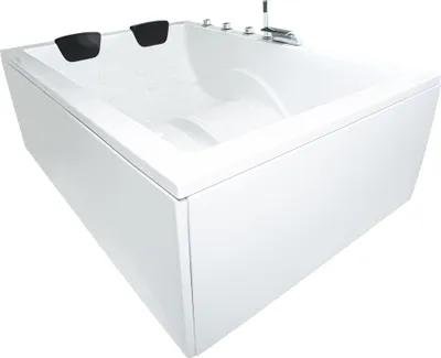 Produktbild von Basera Badewanne XXL Wave 190 x 140 cm für 2 Personen mit Wasserfall, LED-Ambiente und Kopfstützen