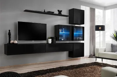 Zdjęcie produktu dla Ściana do salonu RIONATA 19 - czarna