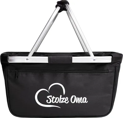 Produktbild von Huuraa Einkaufskorb Stolze Oma Herz 20 Liter Black faltbarer Tragekorb Geschenkidee