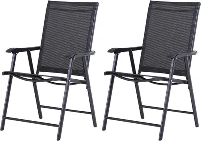 Produktbild von Klappstuhl mit Armlehne 2er Set Campingstuhl Angelstuhl Metall Schwarz 58 x 64 x 94 cm