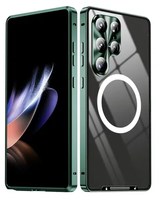 Produktbild von Für Samsung Galaxy S25 Ultra 5G Magnetische Magsafe Frosted Metall Design Schutz Hülle Cover Grün