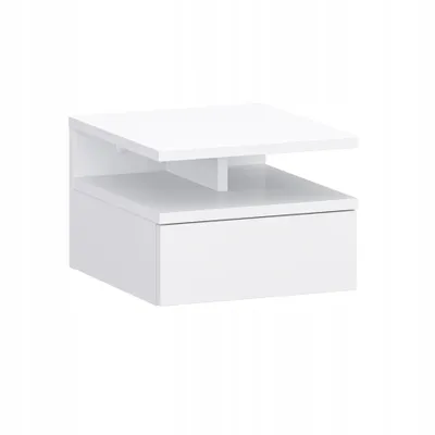 Image de Table de chevet murale Sky blanc mat – 1 tiroir, design suspendu