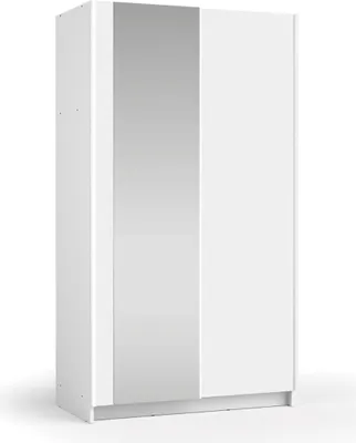 Productafbeelding van Kast LYSIA met 2 schuifdeuren en spiegel - 100 x 182 x 55 cm - Kleur wit