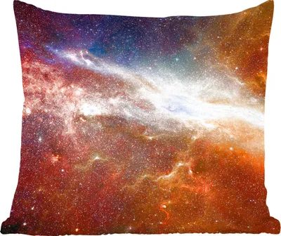 Produktbild von MuchoWow® Zierkissen Sofakissen Wohnzimmer Dekokissen 45x45 cm Sterne - Weltraum - Orange - Schlafpolster - Polster für das Sofa