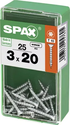 Produktbild von SPAX Universalschraube, 3,5 x 16 mm, 25 Stück, Vollgewinde, Senkkopf, T-STAR plus T20, 4CUT, WIROX - 4191010350161