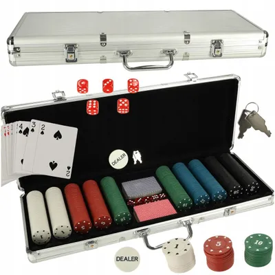 Produktbild von Texas Hold'em Poker-Set 500 Chips Koffer Karten Würfel
