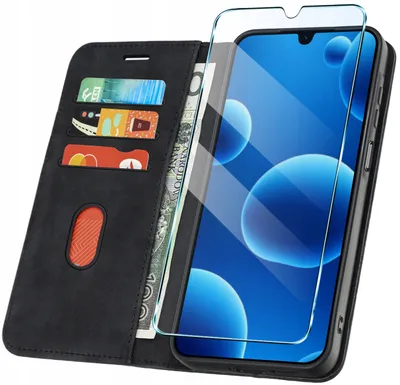 Zdjęcie produktu dla ETUI Z KLAPKĄ do Samsung A26 5G Zamykane Magnetyczne Skórzane + Szkło 9H