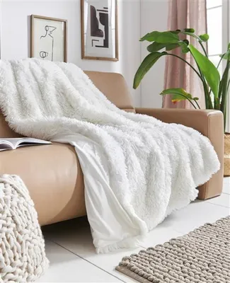Produktbild von Kuscheldecke aus Kunstfell in weiß, 130x170 cm, Plüschdecke, Wohndecke, Sofadecke, Couchdecke