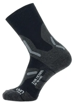 Obrázek produktu pro UYN Merino Mid trekové ponožky dvouvrstvé dámské černé/šedé 39-40
