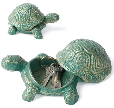 Immagine prodotto di Omgoods - Nascondiglio per chiavi a forma di tartaruga in ghisa, ideale per la decorazione del giardino