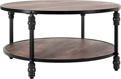 Produktbild von Runder Couchtisch Industrial – 72 cm – Holz & Metall – Beistelltisch Wohnzimmer – Weiß
