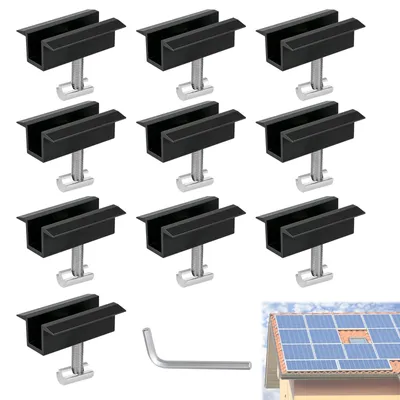 10 Solarmodul-Mittelklemmen 30-42 mm Aluminium schwarz