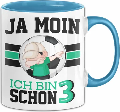 Produktbild von 3. Geburtstag Geschenk Tasse Becher Junge Geburtstagsgeschenk Ja Moin Ich Bin Schon 3 (Blau)