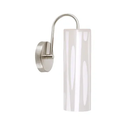 Imagen del producto de Aplique de pared SOLEI, 1xE27/40W, acabado níquel satinado/blanco mate. Dimensiones: largo 195, ancho 138, alto 340. Regulable