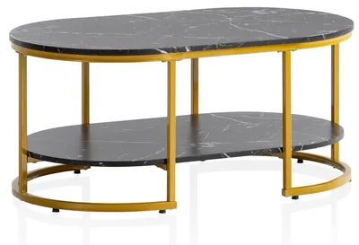 Image de Table basse design avec look en marbre - 100 x 60 cm