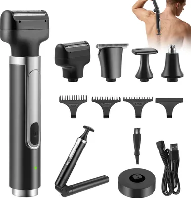 Produktbild von Rückenrasierer für Männer - Körperhaartrimmer mit langem Griff - Kabellos - Wiederaufladbar - Nass/Trocken - Für Körperhaare - Schwarz