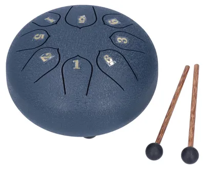Obrázek produktu pro 6palcový 8tónový jazýčkový buben s paličkami a notovým sešitem – hudební perkuse pro meditaci a zábavu – tmavě modrý