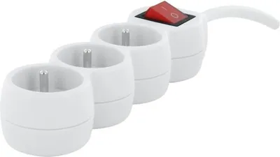 Zdjęcie produktu dla Przedłużacz Listwa Zasilająca CHACON 3 Gniazda 16A, Kabel 1,5m, 3G1,5 mm2, Biały, Z Włącznikiem, Do Zabudowy