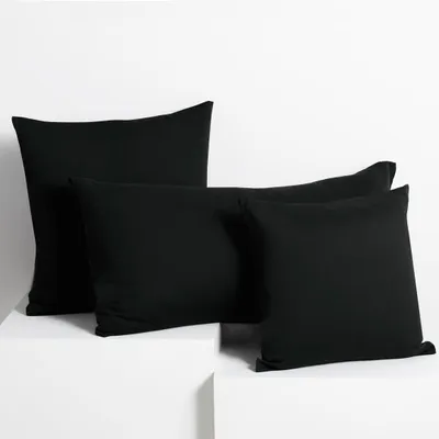 Produktbild von 2 Kissenbezüge Jersey Baumwolle Reißverschluss Schwarz - 50 x 50 cm