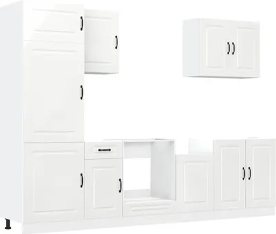 Produktbild von 7-tlg. Küchenschrank-Set Kalmar Hochglanz-Weiß Holzwerkstoff