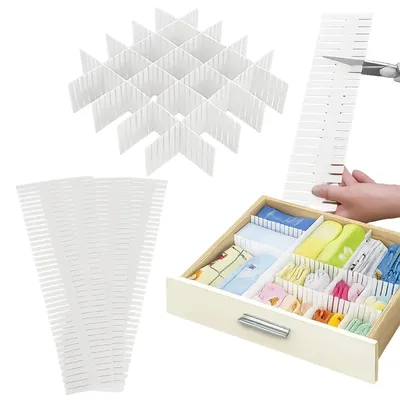Zdjęcie produktu dla 4x organizer przegródka separator do szuflady szafy garderoby biurka biały 4 szt organizer do szuflad półek 47x7 cm