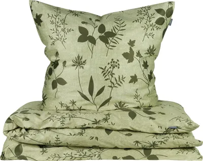 Produktbild von SCHIESSER Bettwäscheset Ada | Floral | Baumwollsatin | 2-teilig | 100% Baumwolle | Seidig & Weich | YKK-Reißverschluss | 135x200 cm + 80x80 cm | Hellgrün-Dunkelgrün