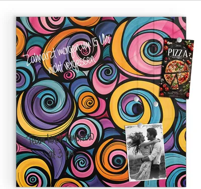 Produktbild von Magnettafel 30x30cm Pinnwand Whiteboard beschreibbar - Farbige Spiralen
