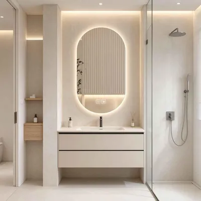 Immagine prodotto di Specchio da bagno LED ovale, 40x60 cm, con illuminazione, specchio da parete dimmerabile, specchio da bagno antiappannamento, interruttore touch, 3 tonalità di luce