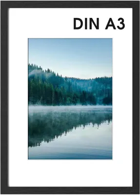 Obrázek produktu pro Fotorámeček A3, černý dřevěný fotorámeček 30x42 cm, možnost postavení a montáže na zeď, plakátový rám na fotografie, obrázky a plakáty
