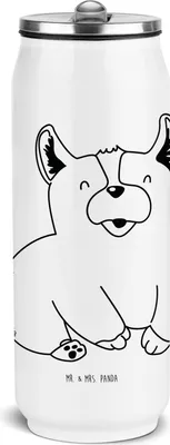 Produktbild von Mr. & Mrs. Panda Thermosflasche Corgie - Weiß - Geschenk, Wasserflasche, sport trinkflasche, Sprüche, Spruch, Hund, Lebensfreude, Thermoflasche, Edelstahl, Bellen