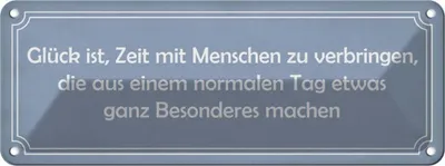 Produktbild von vianmo Blechschild 10x27 cm Glück ist Zeit mit Menschen zu Dekoration Spruch Zitat