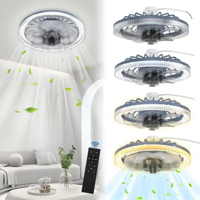 Image de Lampe ventilateur à intensité variable NAIZY, ventilateur de plafond LED 60 W en acrylique, plafonnier avec ventilateur, télécommande, 3 couleurs de lumière, combinaison lampe et ventilateur