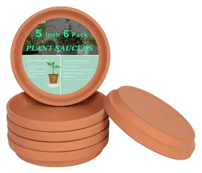 Immagine prodotto di Set di 6 sottovasi in terracotta, diametro 13,5 cm