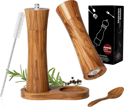 Obrázok produktu pre Sada mlynčekov na soľ a korenie, elegantná, nastaviteľné mletie, akáciové drevo