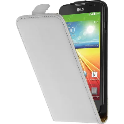 Produktbild von PhoneNatic Kunst-Lederhülle kompatibel mit LG L90 - Flip-Case weiß + 2 Schutzfolien