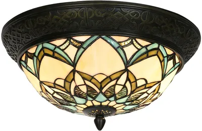 Produktbild von Clayre & Eef Deckenlampe Tiffany Ø 37x19 cm Beige Blau Glas