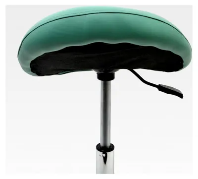 Produktbild von Sattelhocker mit Gummirollen für alle Böden und Metallfuß - ergonomisch - stufenlos höhenverstellbar - viele Farben - 360° drehbar (Mintgrün, ohne Fußring)